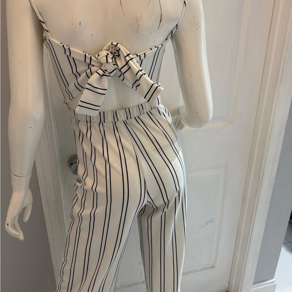 Striped White and Black Jumpsuit